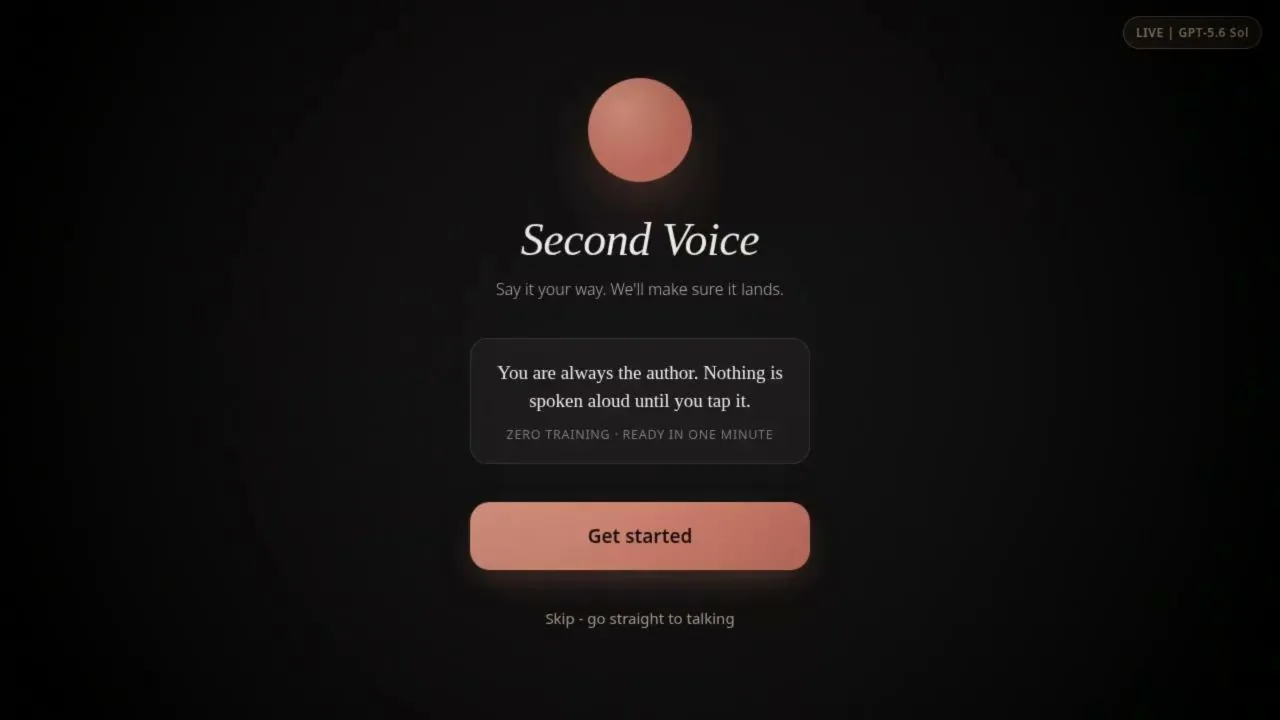 Second Voice 對話輔助應用程式的歡迎畫面