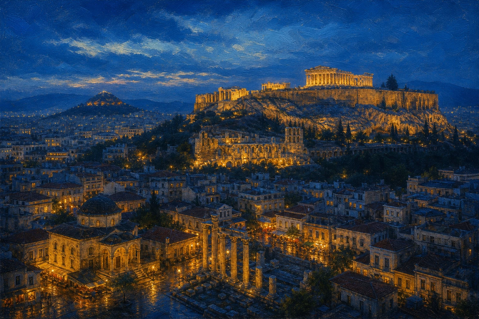 Stylized city cover for Athens