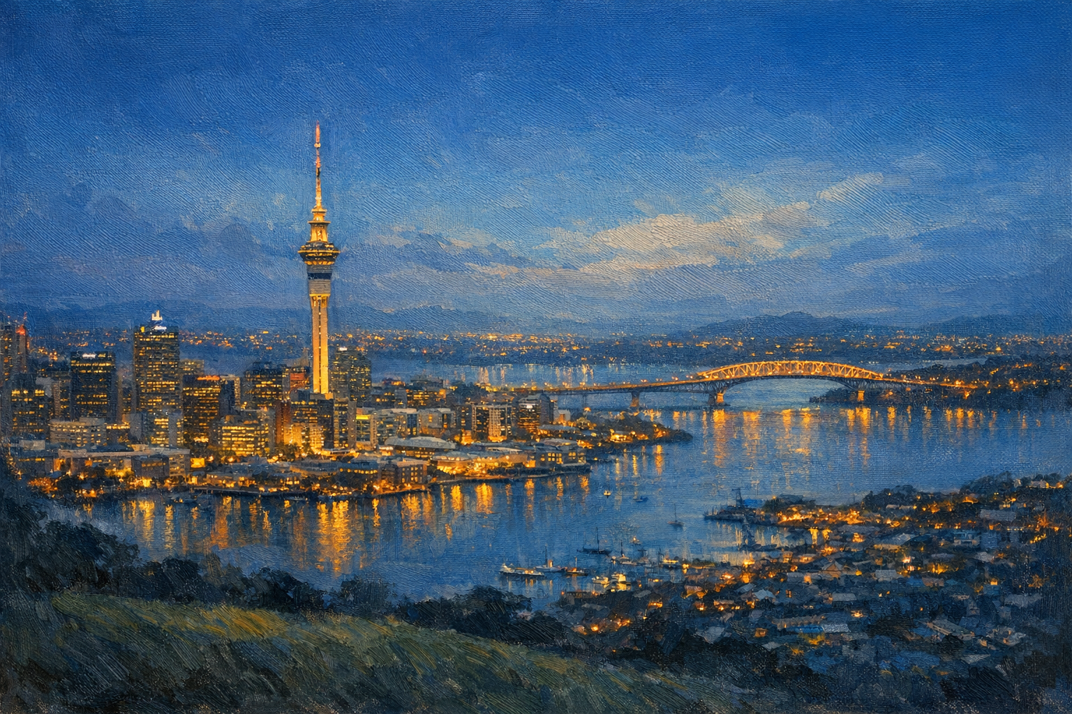 Stylized city cover for Auckland