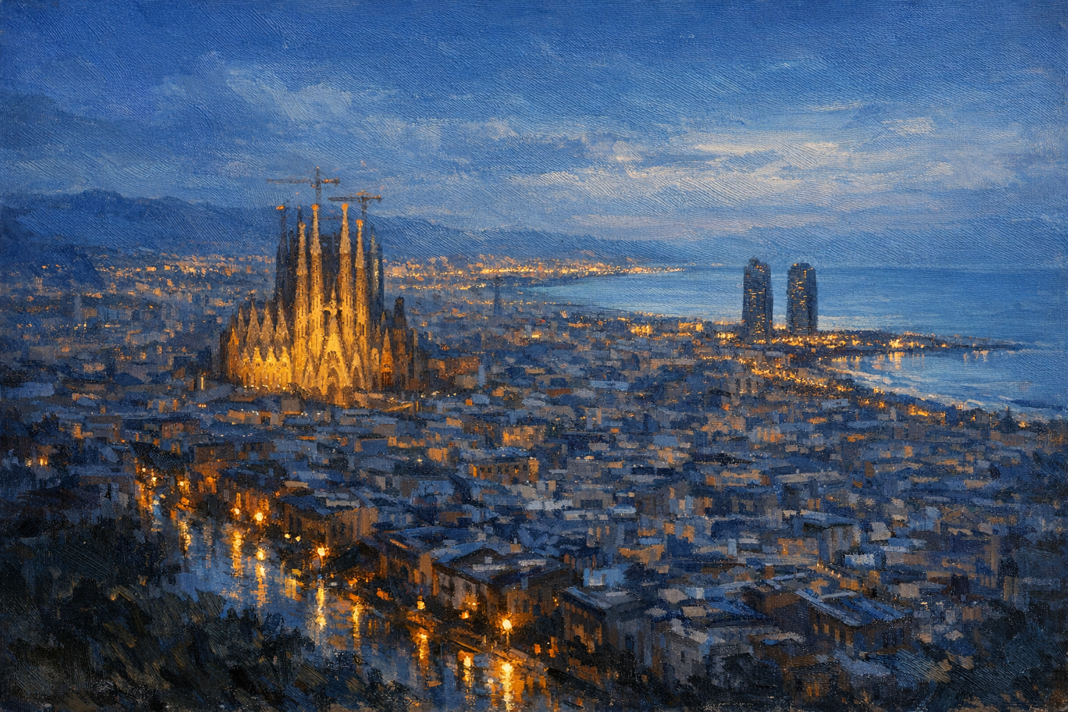 Stylized city cover for Barcelona