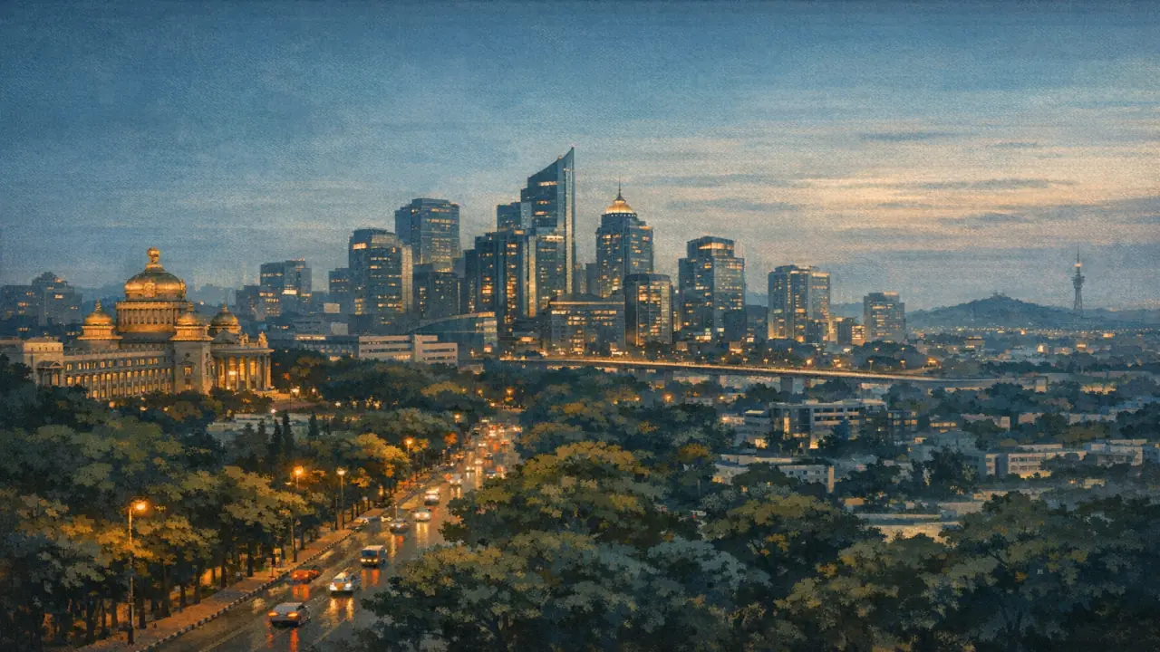 Stylized city cover for Bangalore