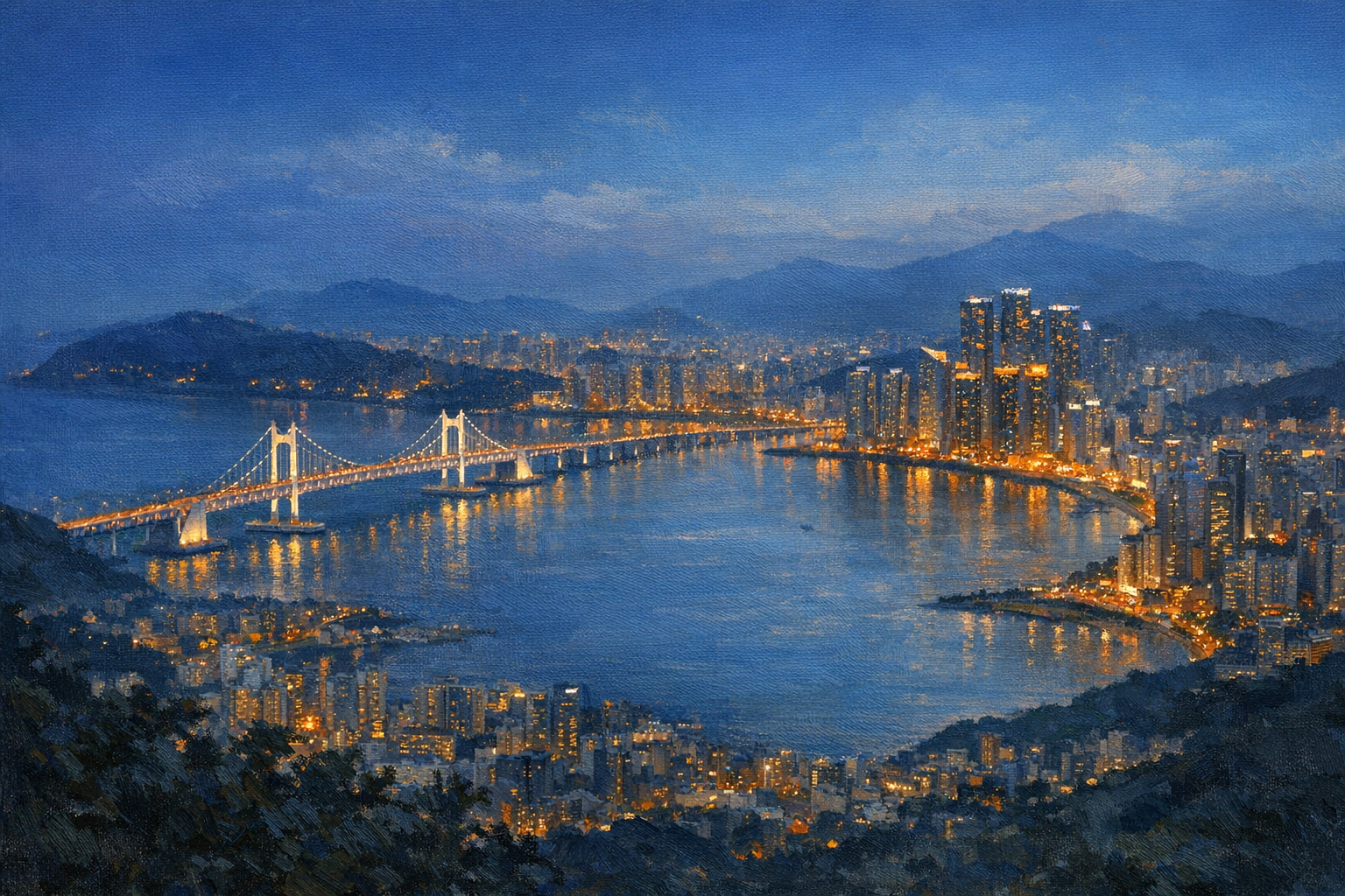 Stylized city cover for Busan