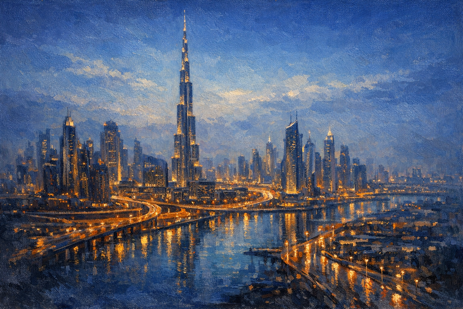 Stylized city cover for Dubai