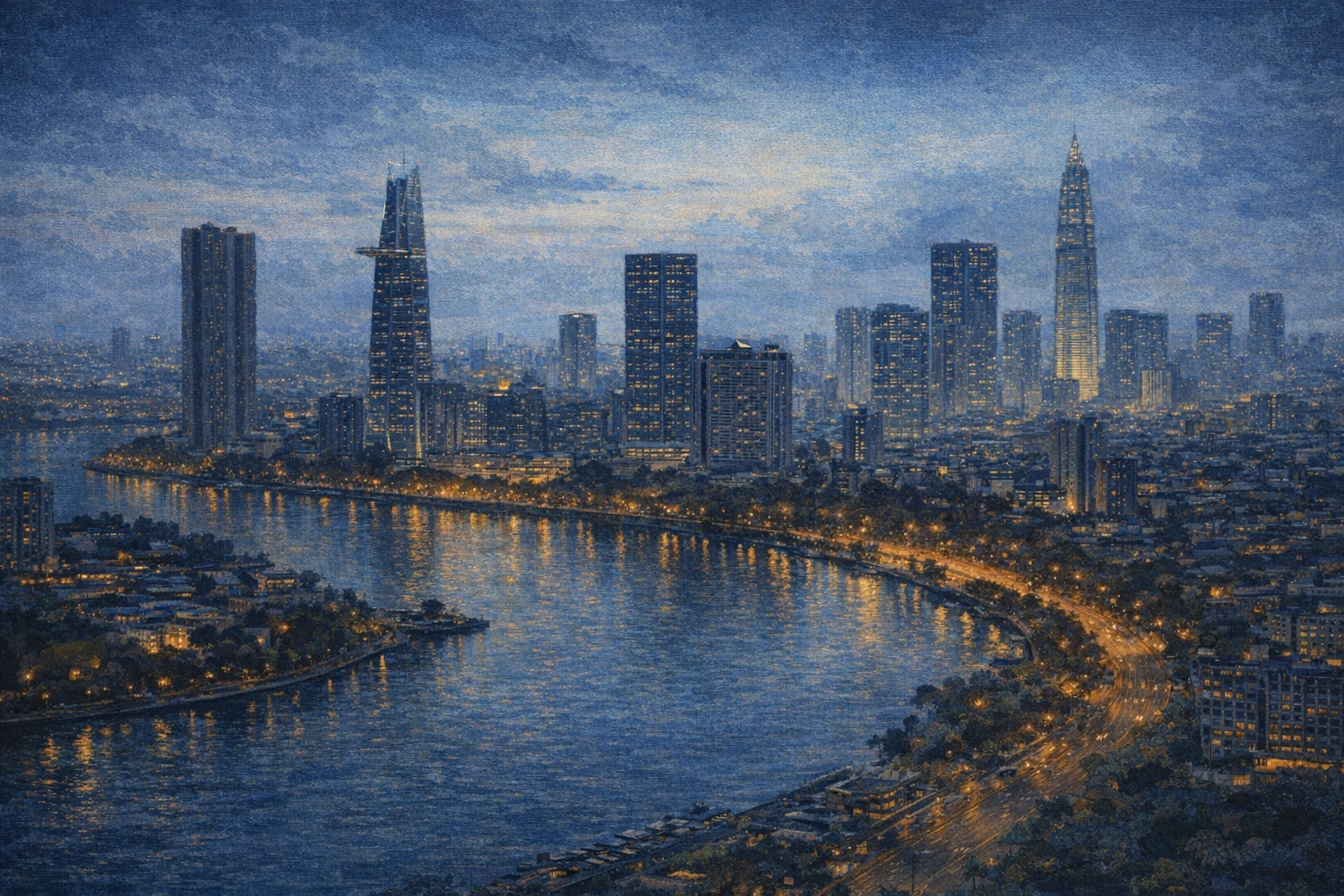 Stylized city cover for Ho Chi Minh City