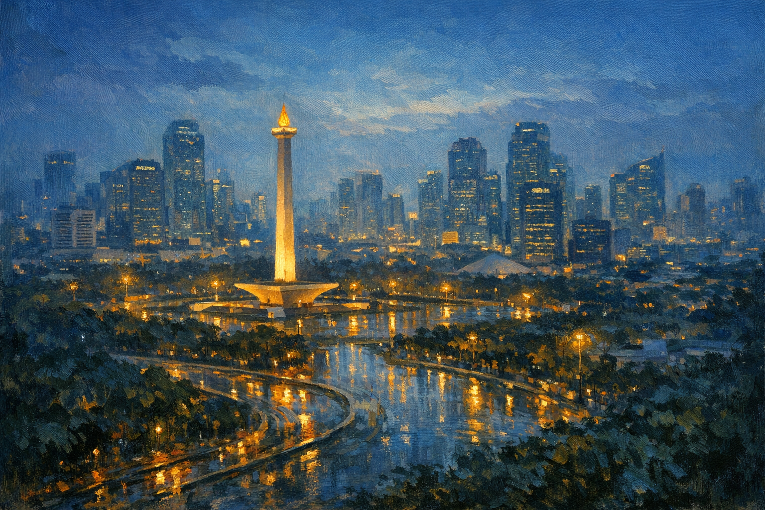 Stylized city cover for Jakarta