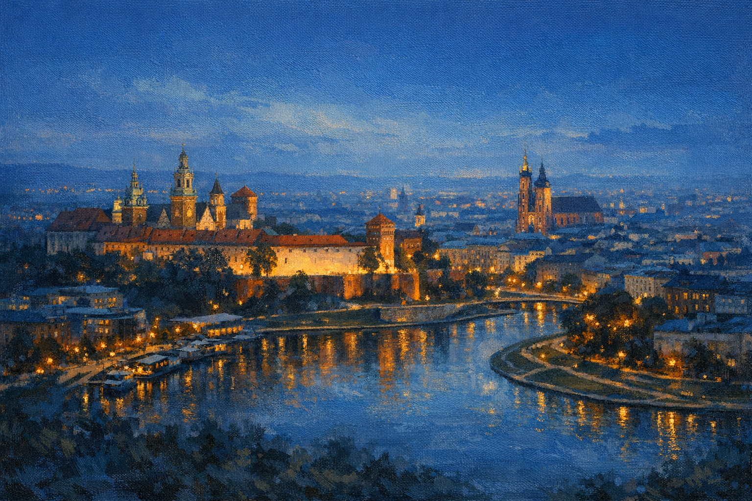 Stylized city cover for Krakow