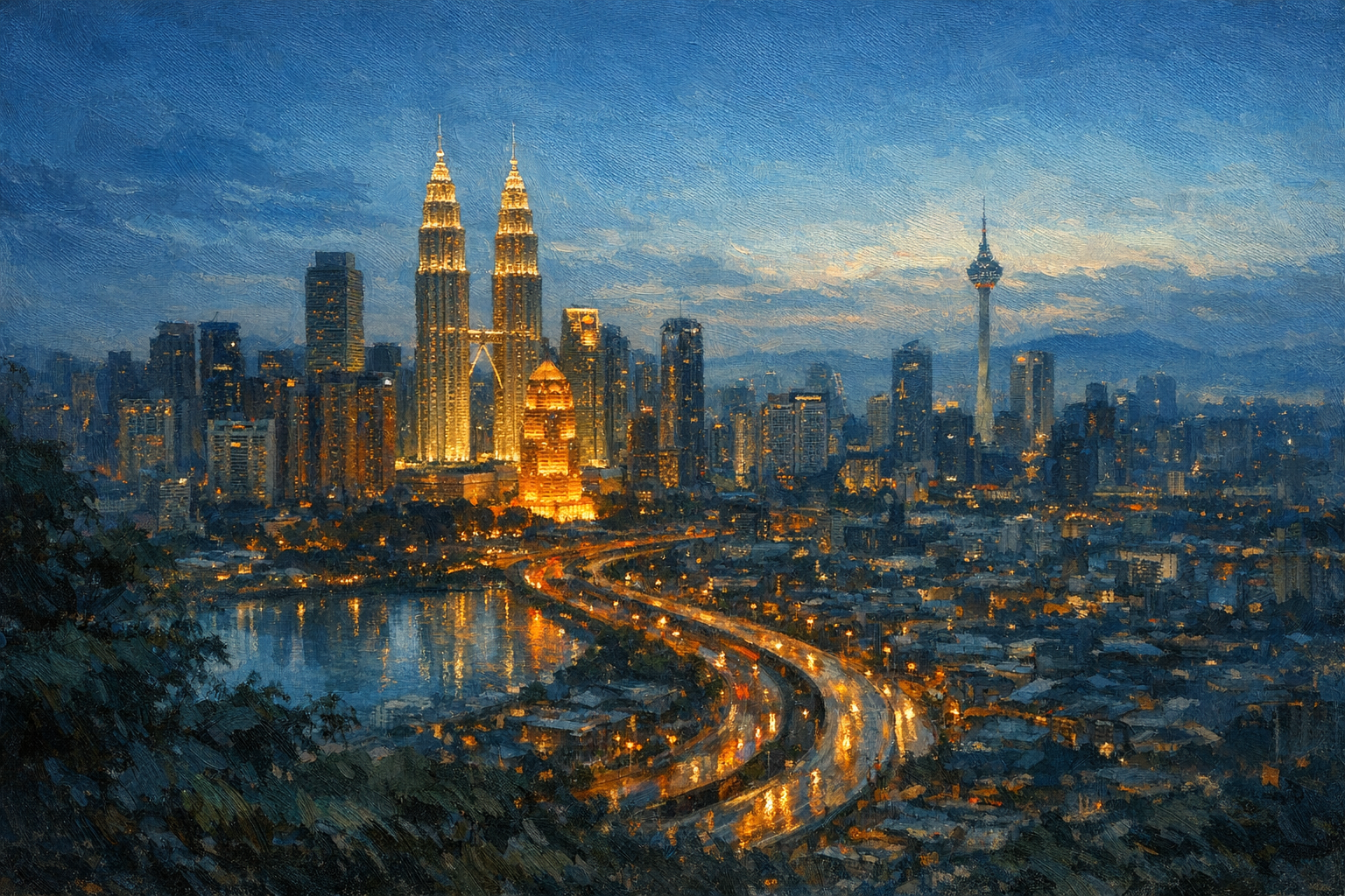 Stylized city cover for Kuala Lumpur