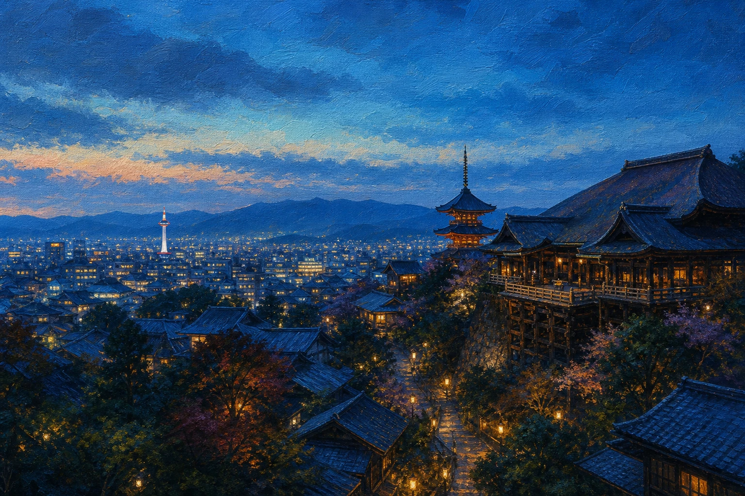 Stylized city cover for Kyoto