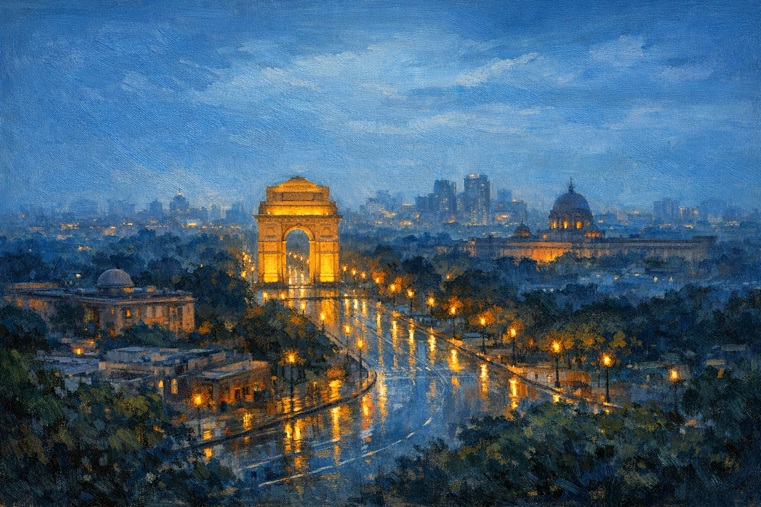 Stylized city cover for New Delhi
