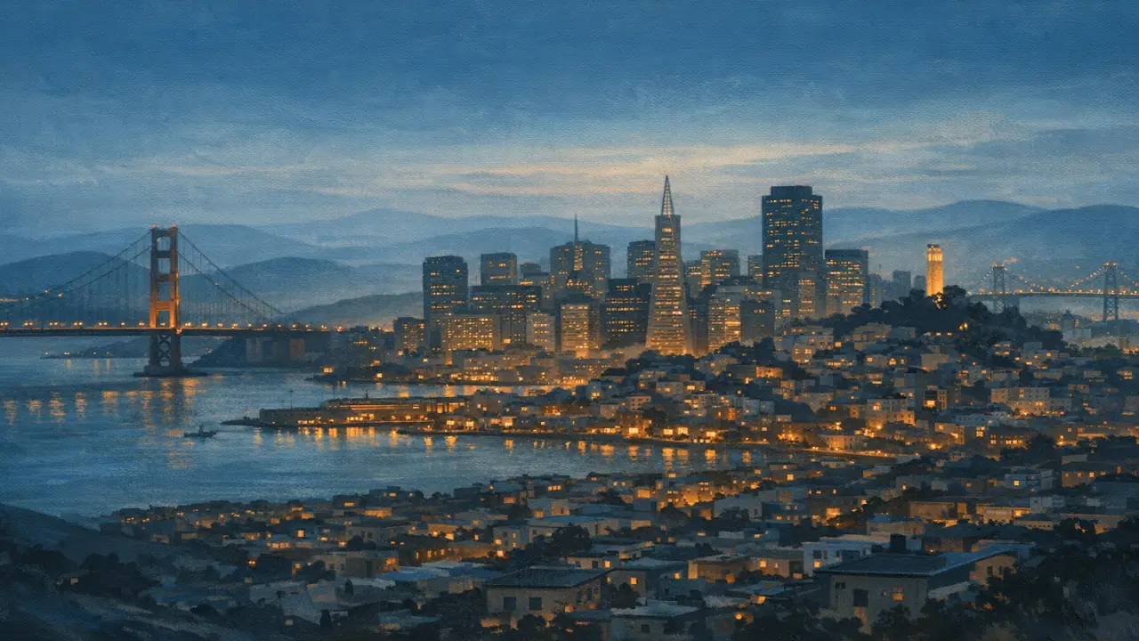 Stylized city cover for San Francisco