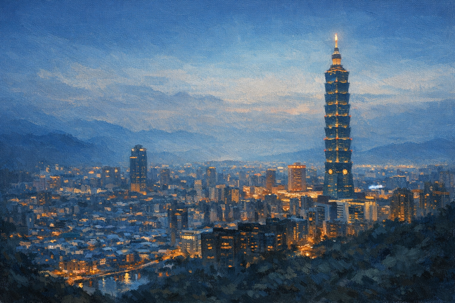 Stylized city cover for Taipei