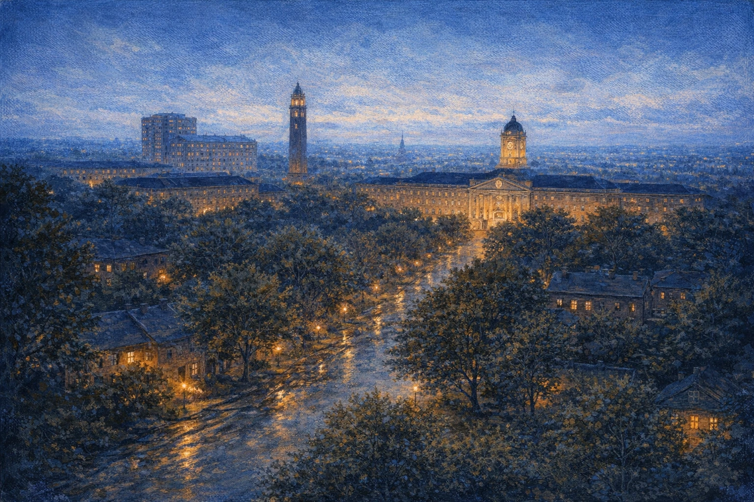 Stylized city cover for West Lafayette