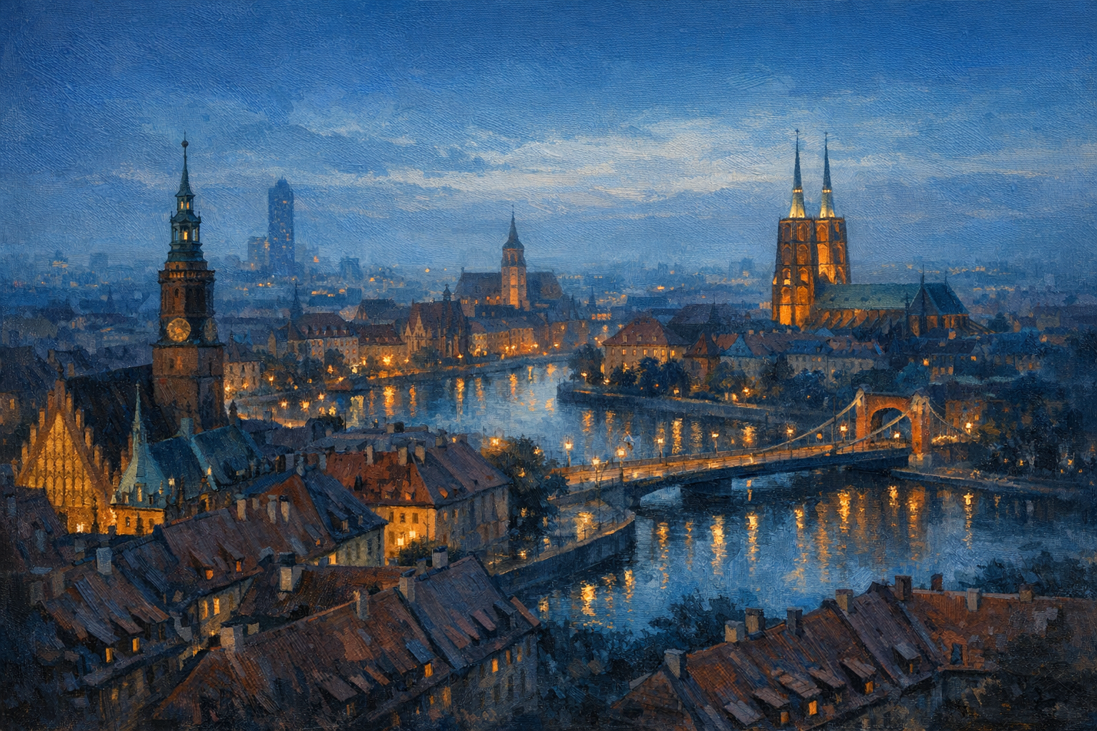 Stylized city cover for Wroclaw