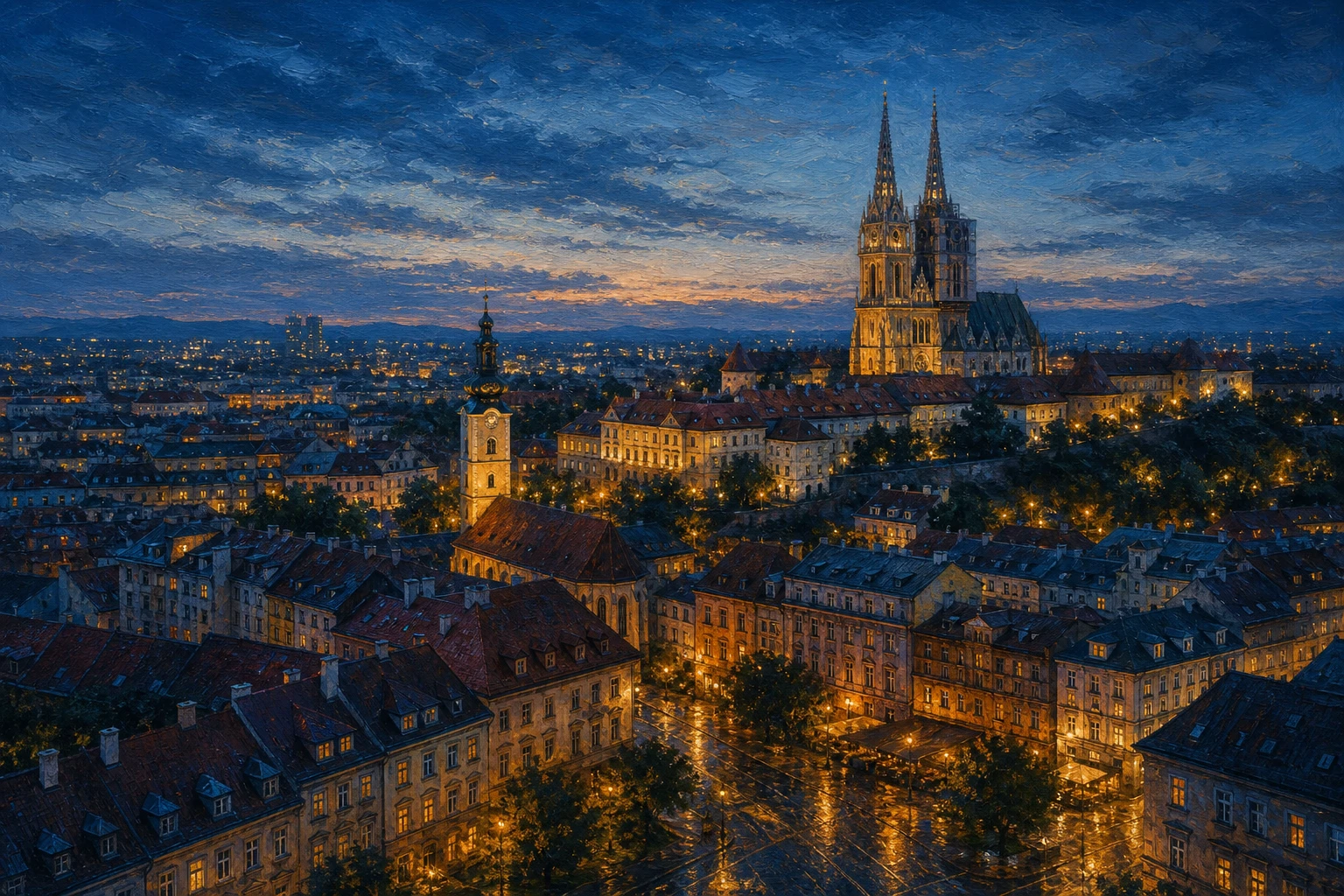Stylized city cover for Zagreb