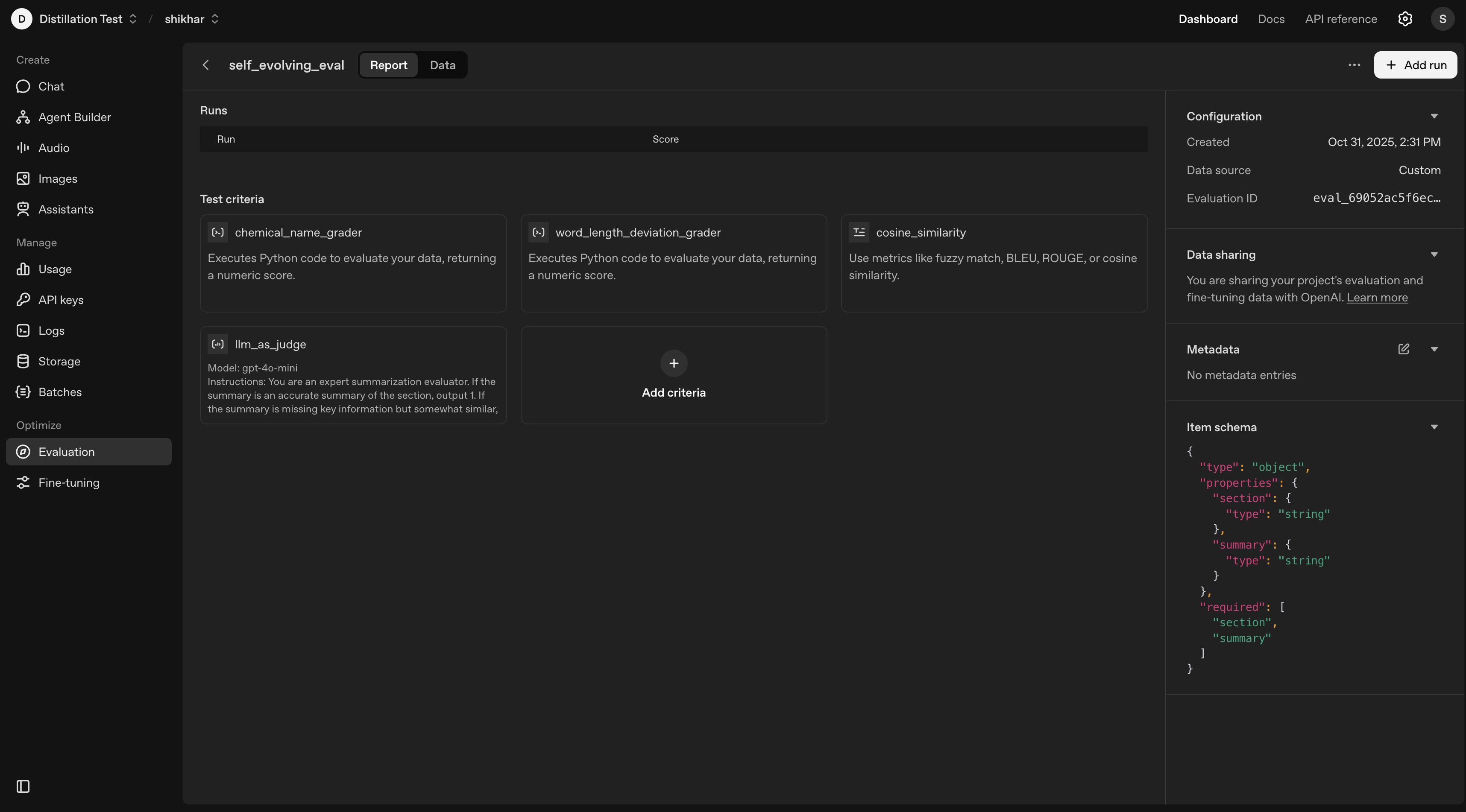 Platform Eval Configuration