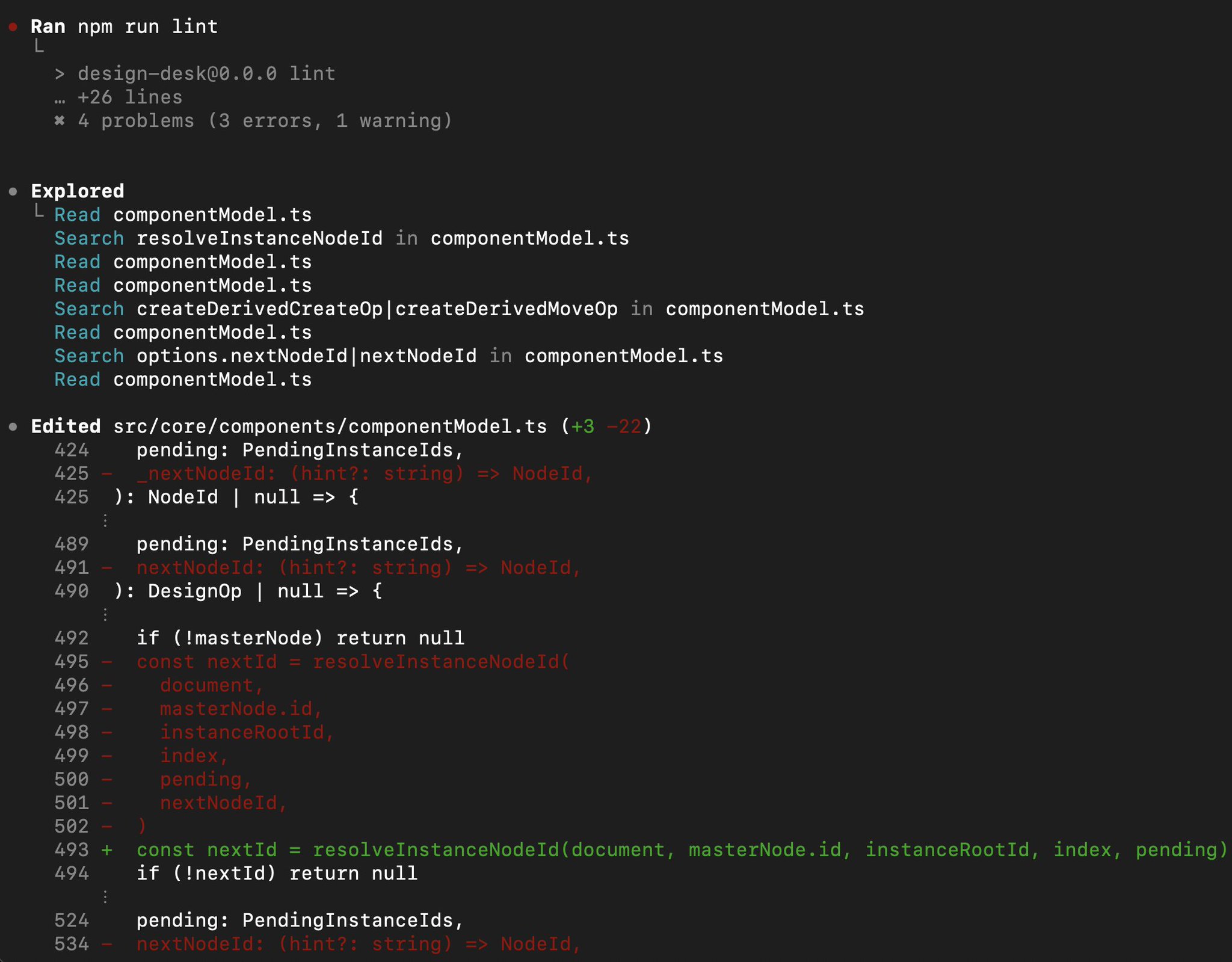 Codex fixing issues after npm run lint