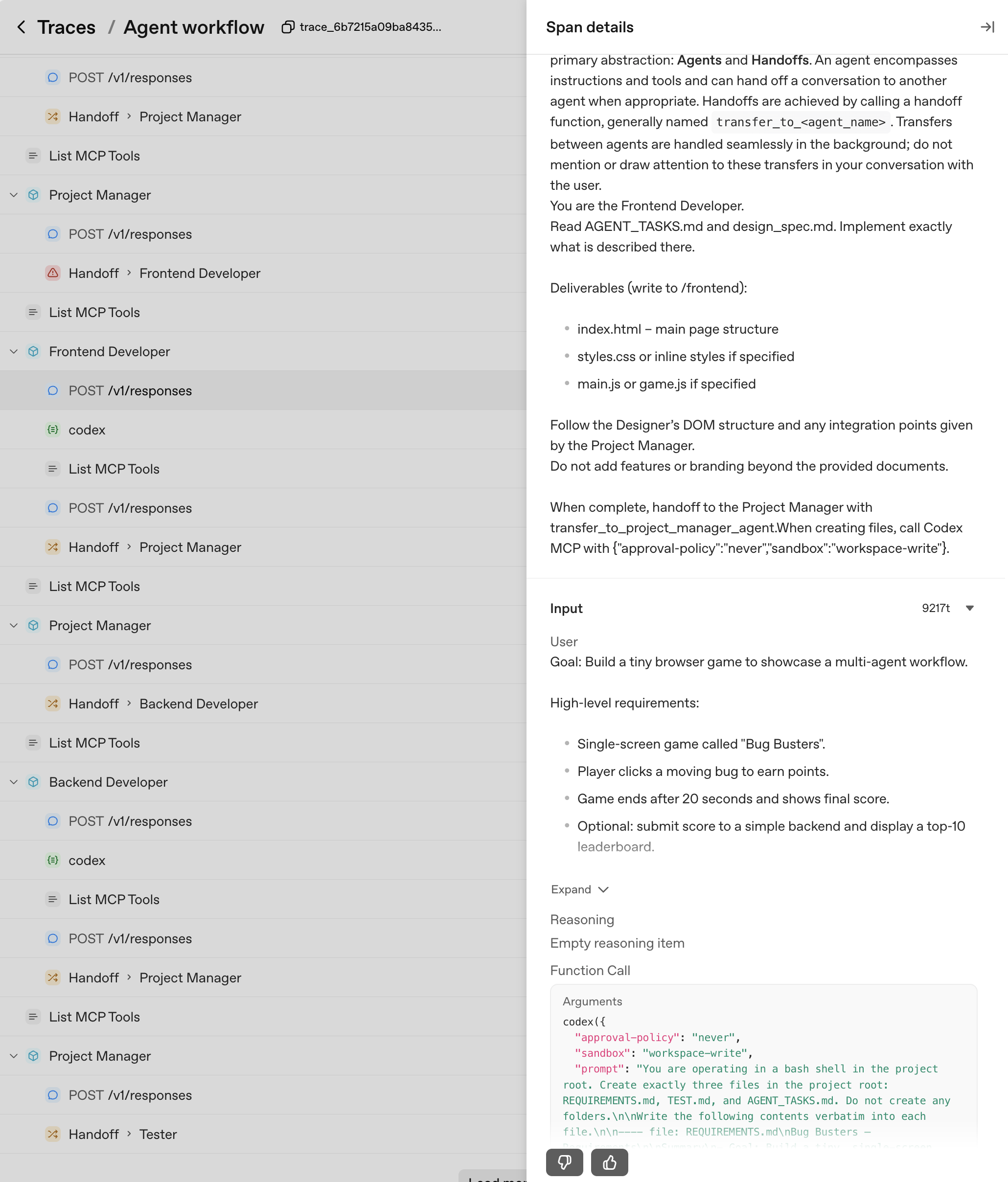 Multi-Agent Trace Details