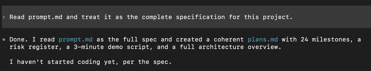 Prompt instructing Codex to read implement.md as execution instructions