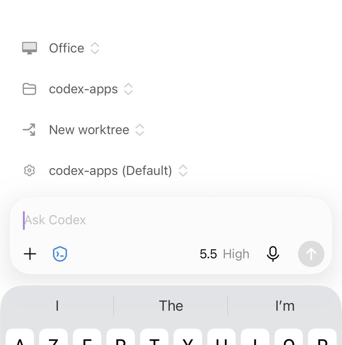 Codex Remote controls for choosing a host, repository, worktree, and environment