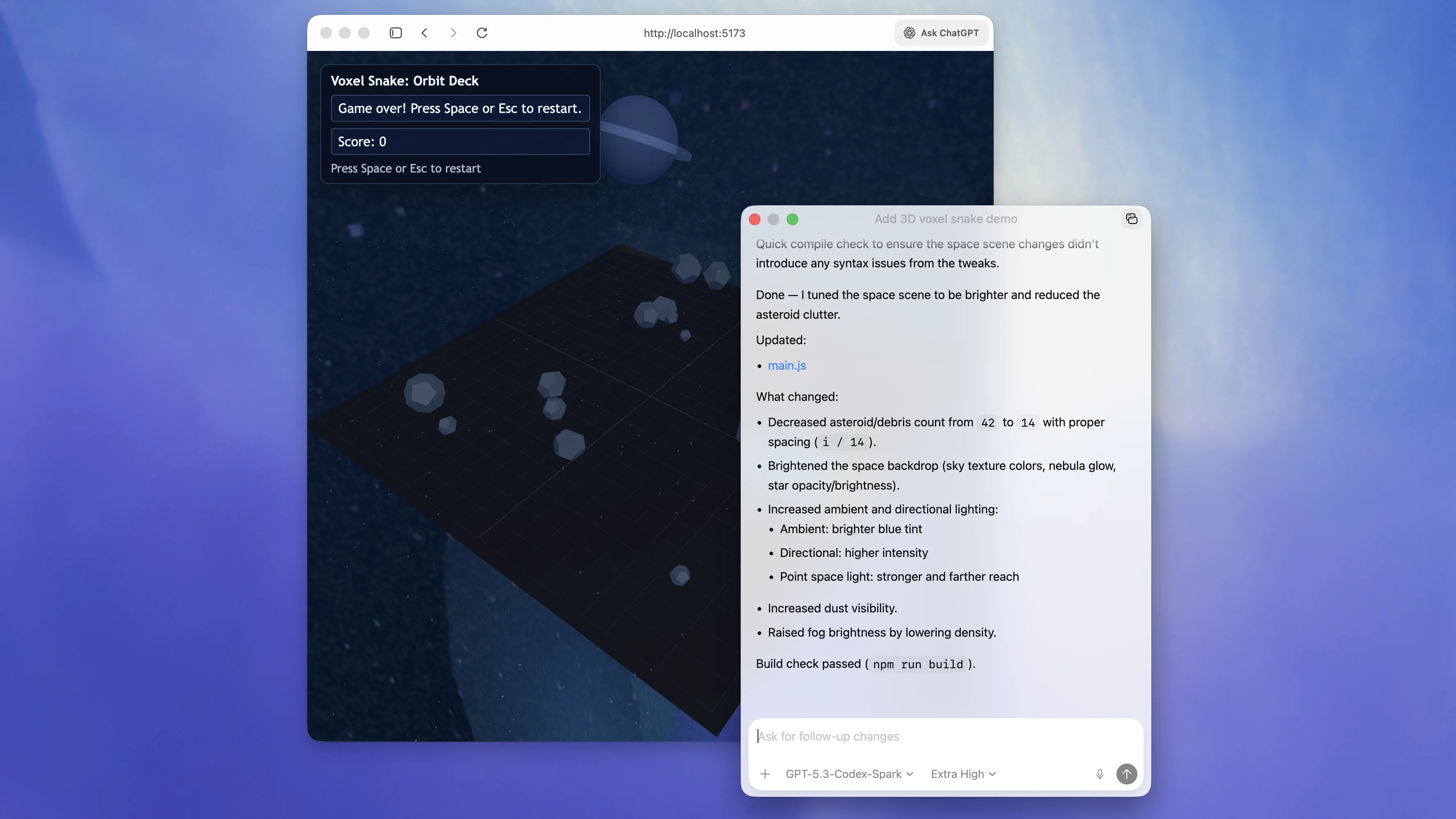 라이트 모드의 팝아웃 창 미리보기
