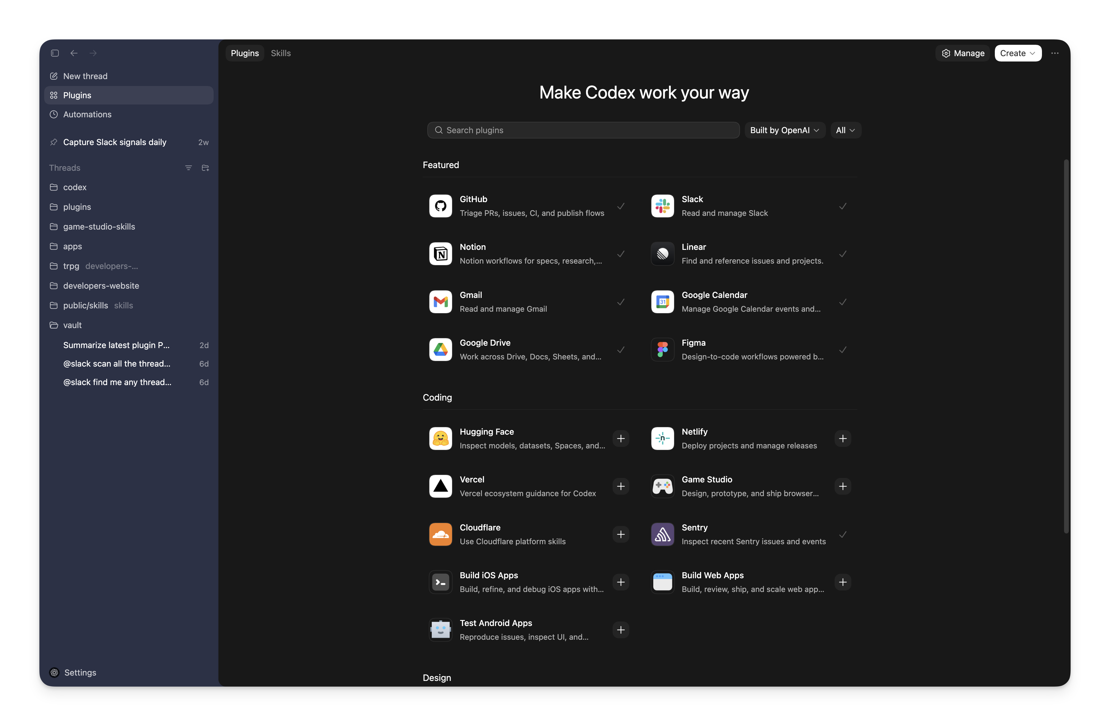 Codex plugin directory