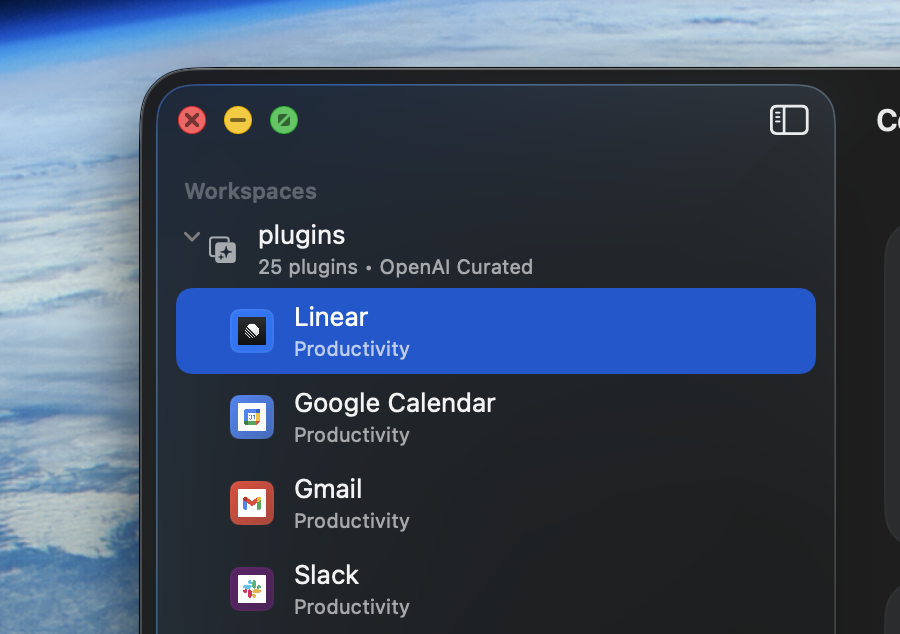 A Mac-native sidebar and detail app shell with a selected item in the sidebar and content in the detail pane