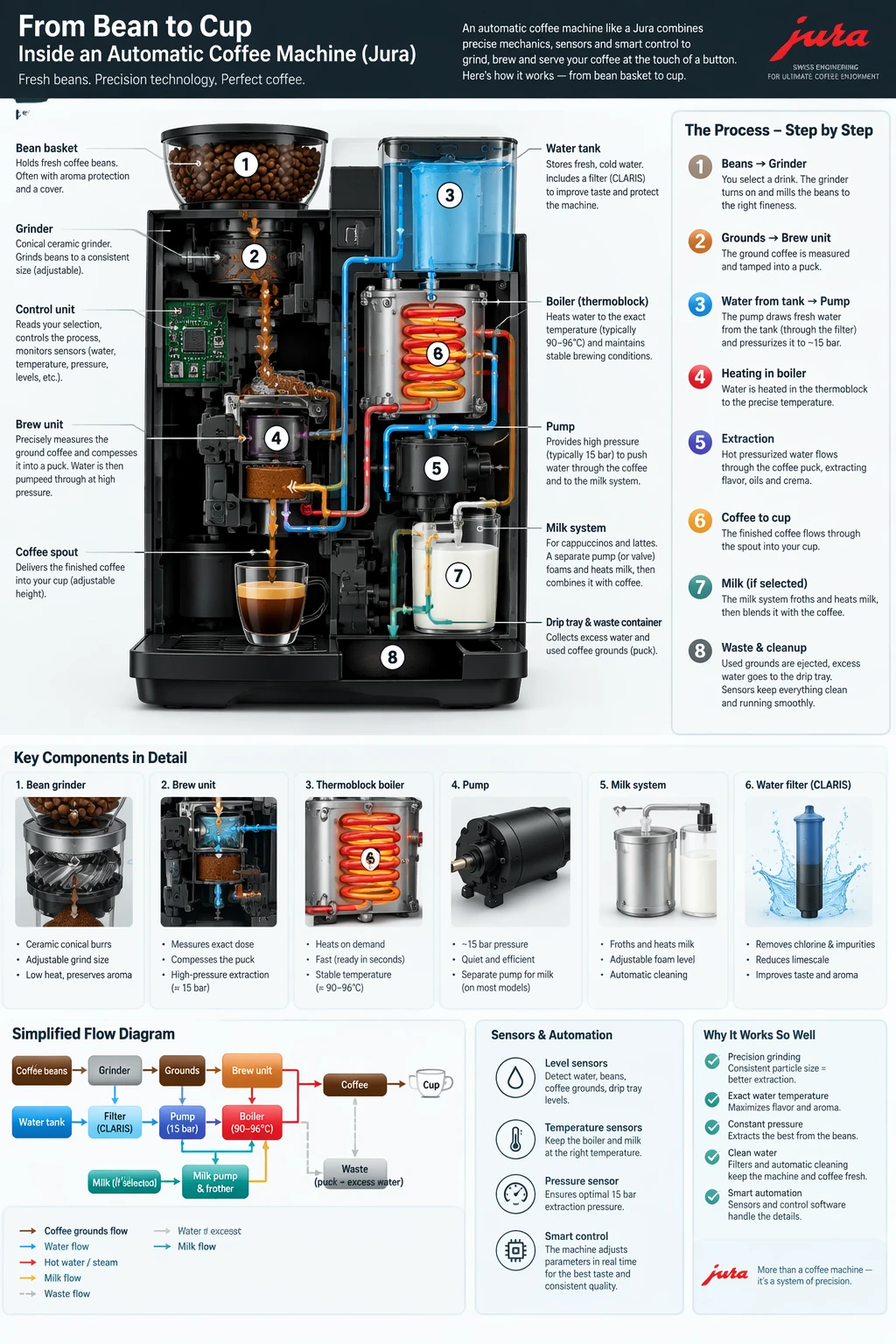 Diagram explaining an automatic coffee machine — GPT Image 2.5 Flare