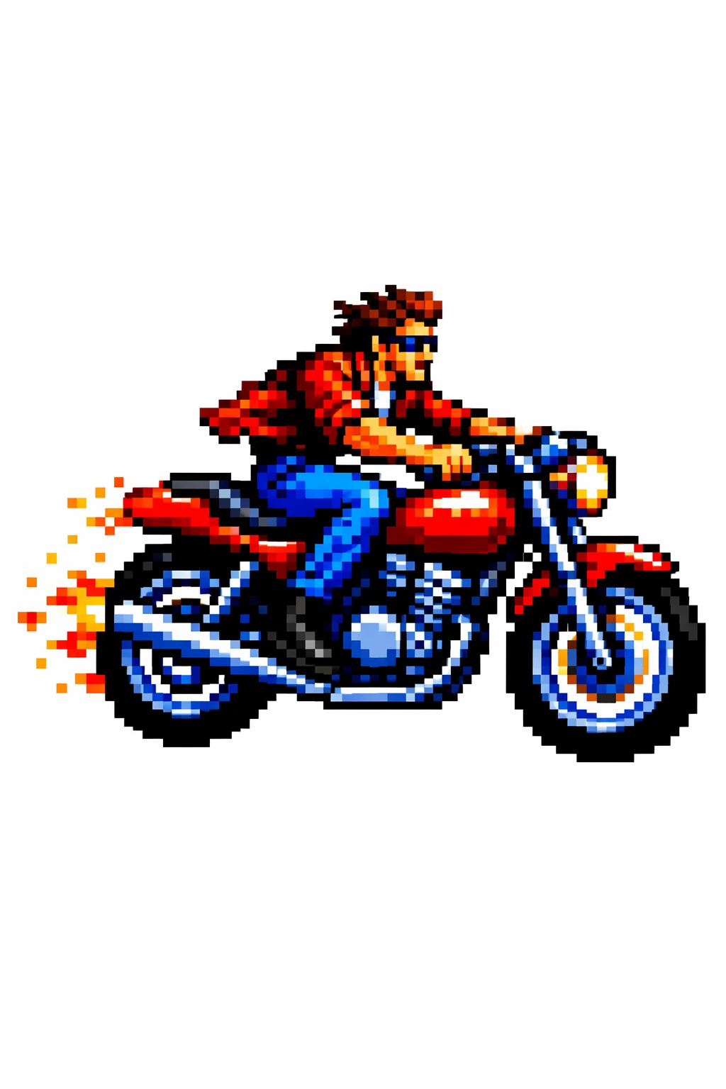 Pixel-art motorcycle rider using the reference style — GPT Image 2.5 Flare