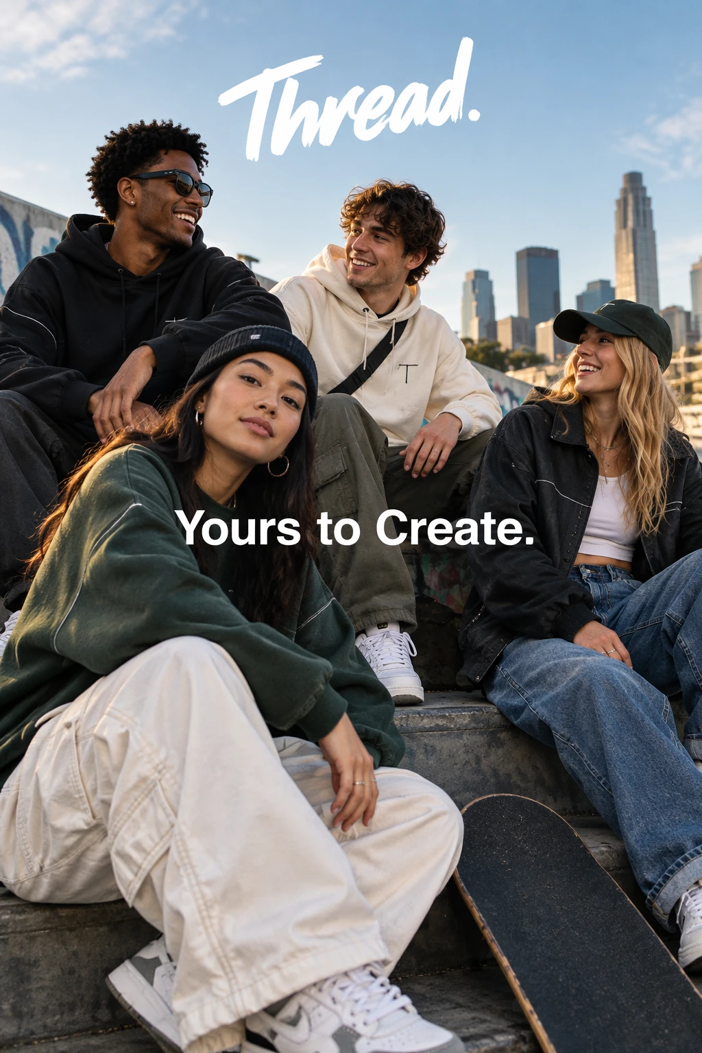 Thread streetwear campaign with the requested tagline — GPT Image 2.5 Flare