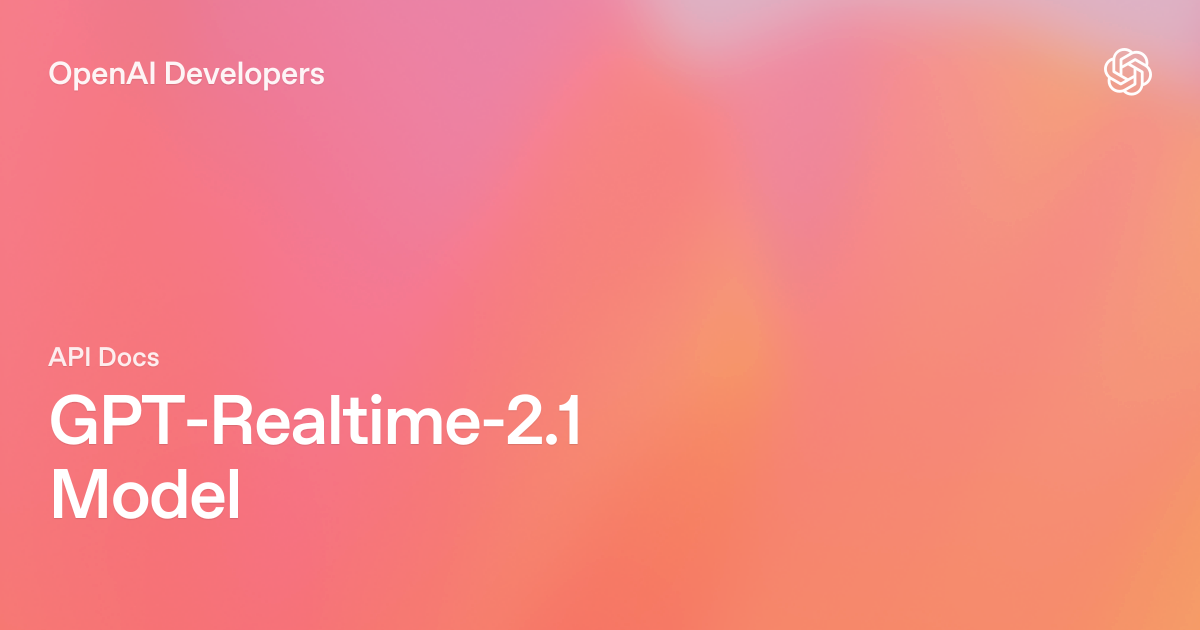 OpenAI gpt-realtime-2.1 model page hero graphic