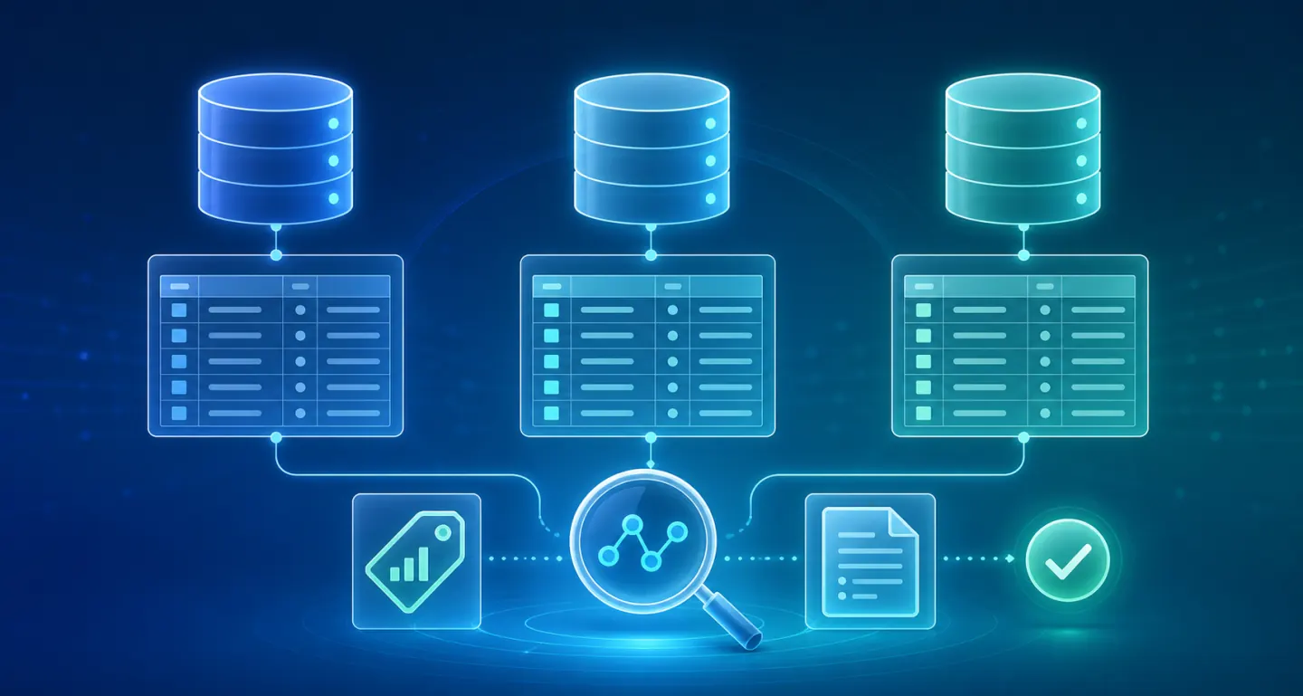 A data agent discovering warehouse tables, schemas, metrics, and business context.