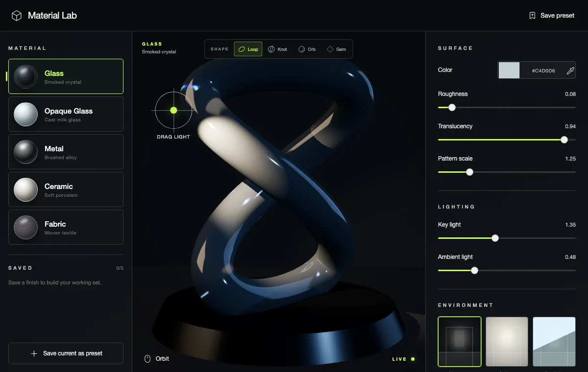 Material Lab app screenshot